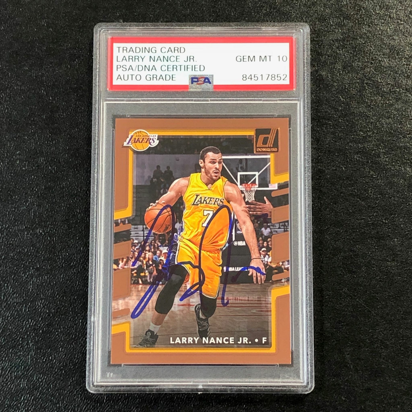 2017-18 Donruss #70 Larry Nance Jr. Signed Card AUTO 10 PSA Slabbed Lakers