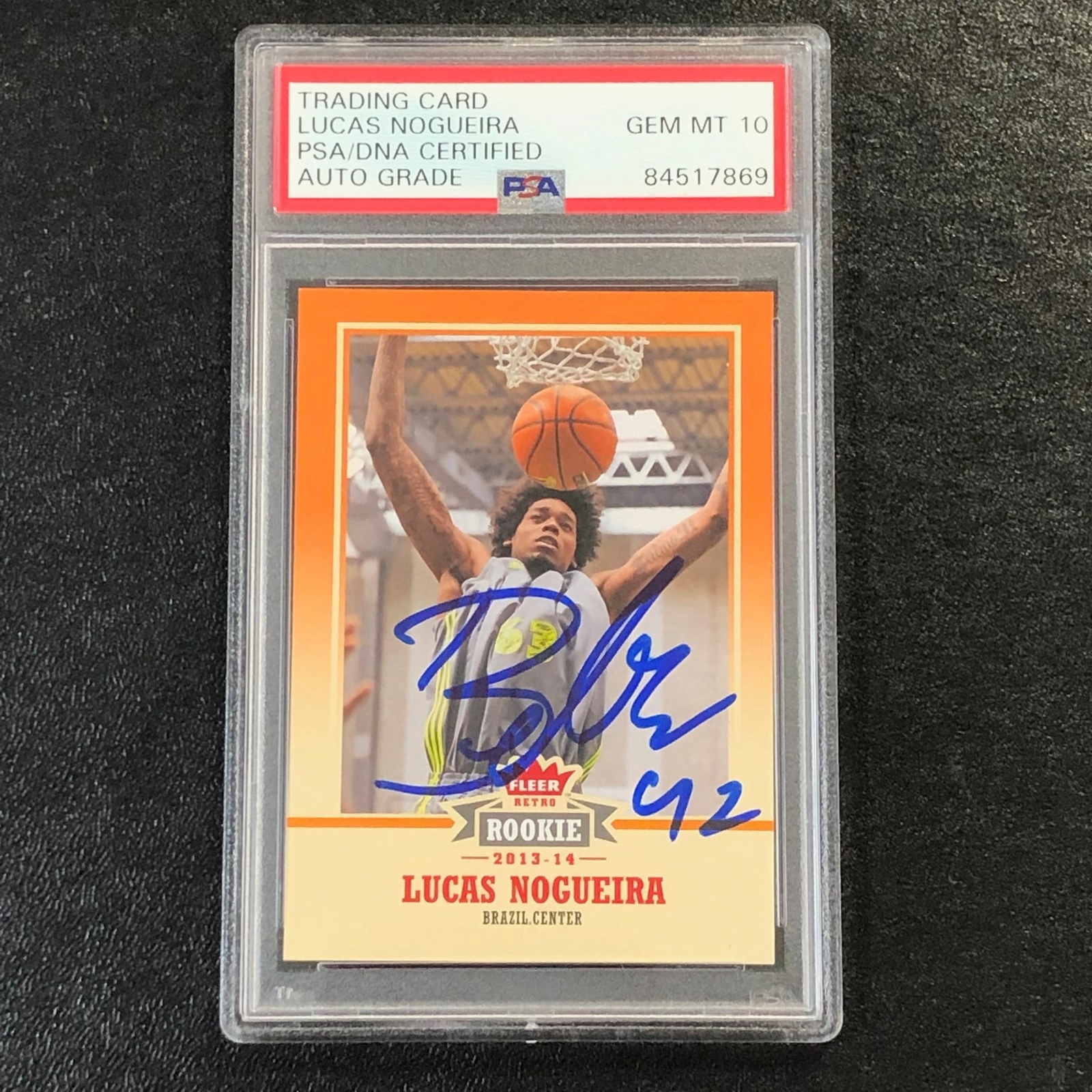 2013-14 Fleer Retro #44 Lucas Nogueira Signed Card AUTO 10 PSA Slabbed RC Brazil