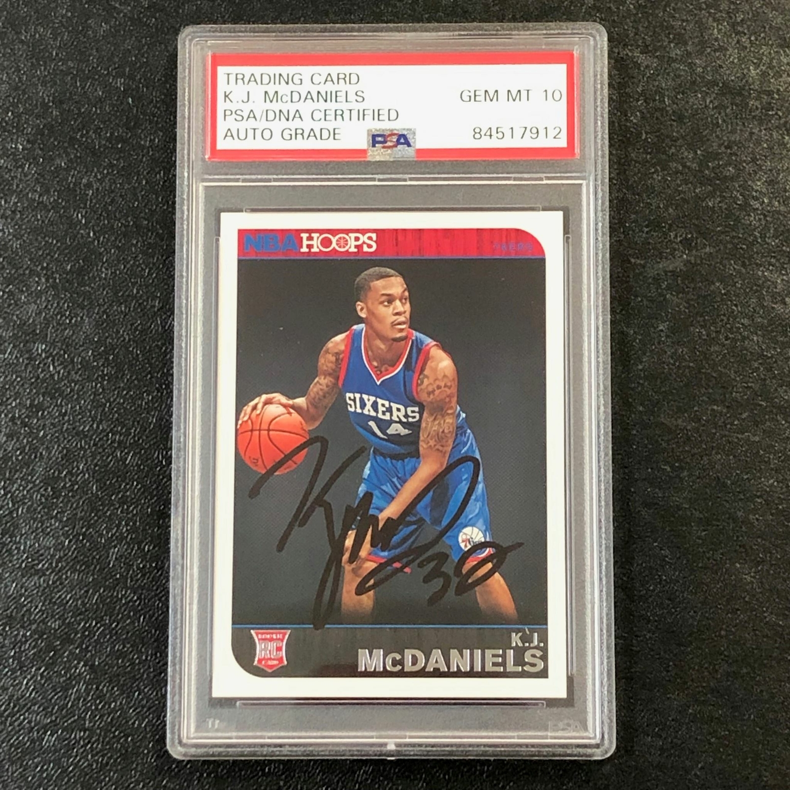 2014-15 NBA Hoops #286 KJ McDaniels Signed Card AUTO 10 PSA Slabbed RC 76ers