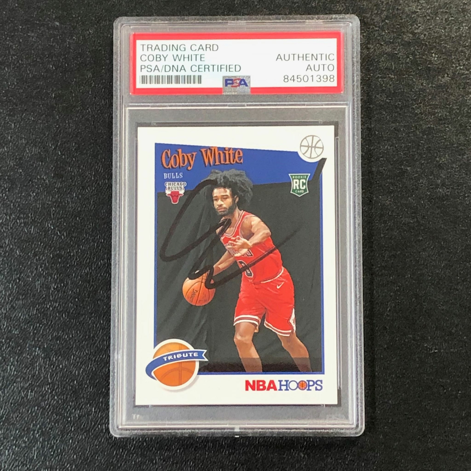 2019-20 NBA Hoops Rookie Tribute #295 Coby White Signed Card AUTO PSA Slabbed RC