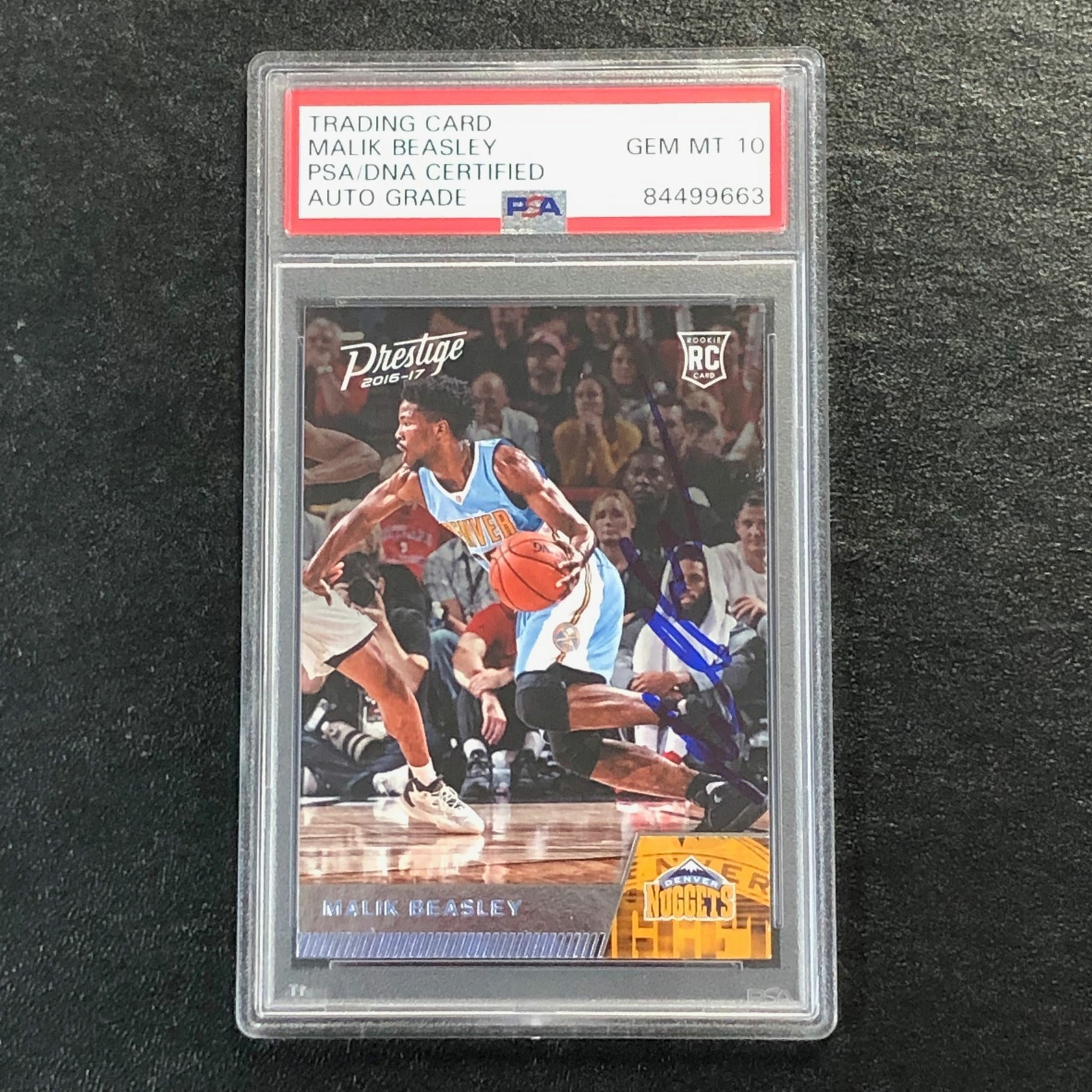 2016-17 Panini Prestige #168 Malik Beasley Signed Card AUTO 10 PSA/DNA Slabbed R