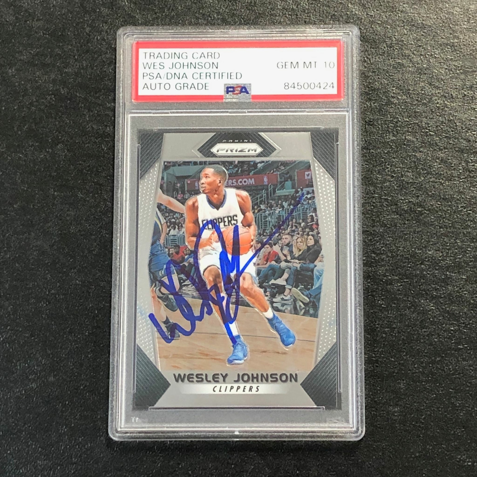 2017-18 Panini Prizm #213 Wesley Johnson Signed Card Auto 10 PSA/DNA Slabbed Cli