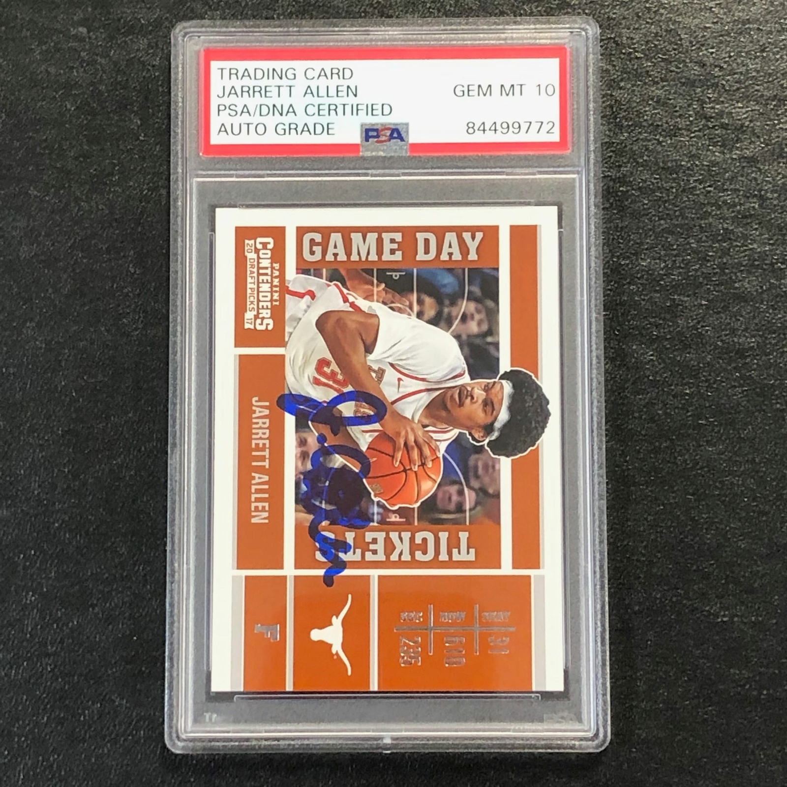 2017 Contenders Draft Picks Game Day #15 Jarrett Allen Signed Card AUTO 10 PSA S