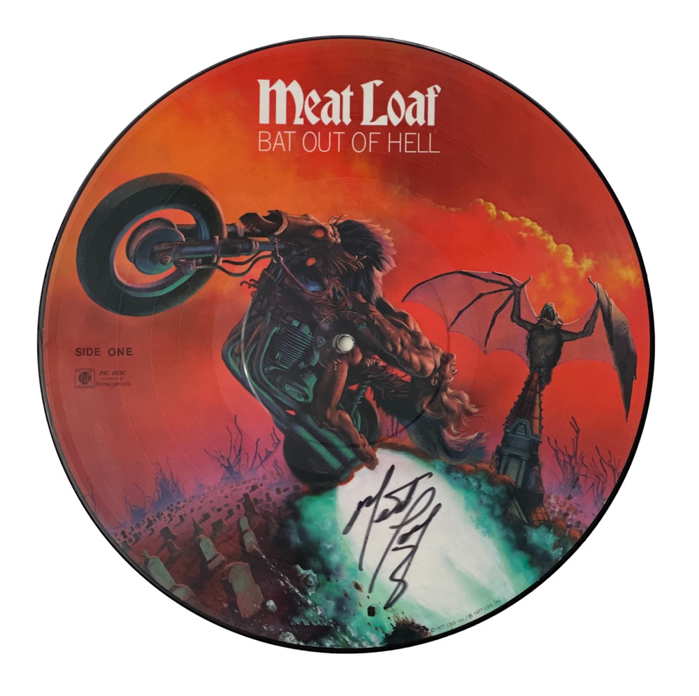 MEAT LOAF SIGNED AUTOGRAPH BAT OUT OF HELL PICTURE DISC ALBUM VINYL RECORD - JSA