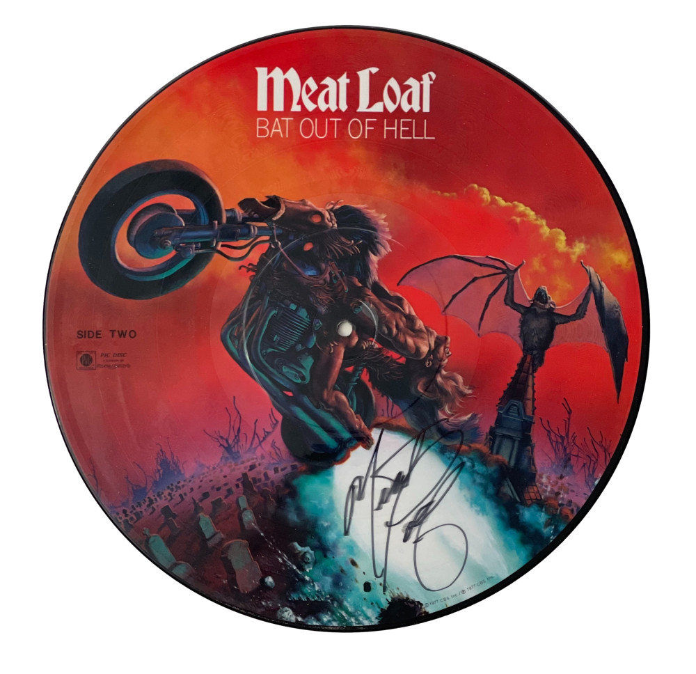 MEAT LOAF SIGNED AUTOGRAPH BAT OUT OF HELL PICTURE DISC ALBUM VINYL RECORD - BAS