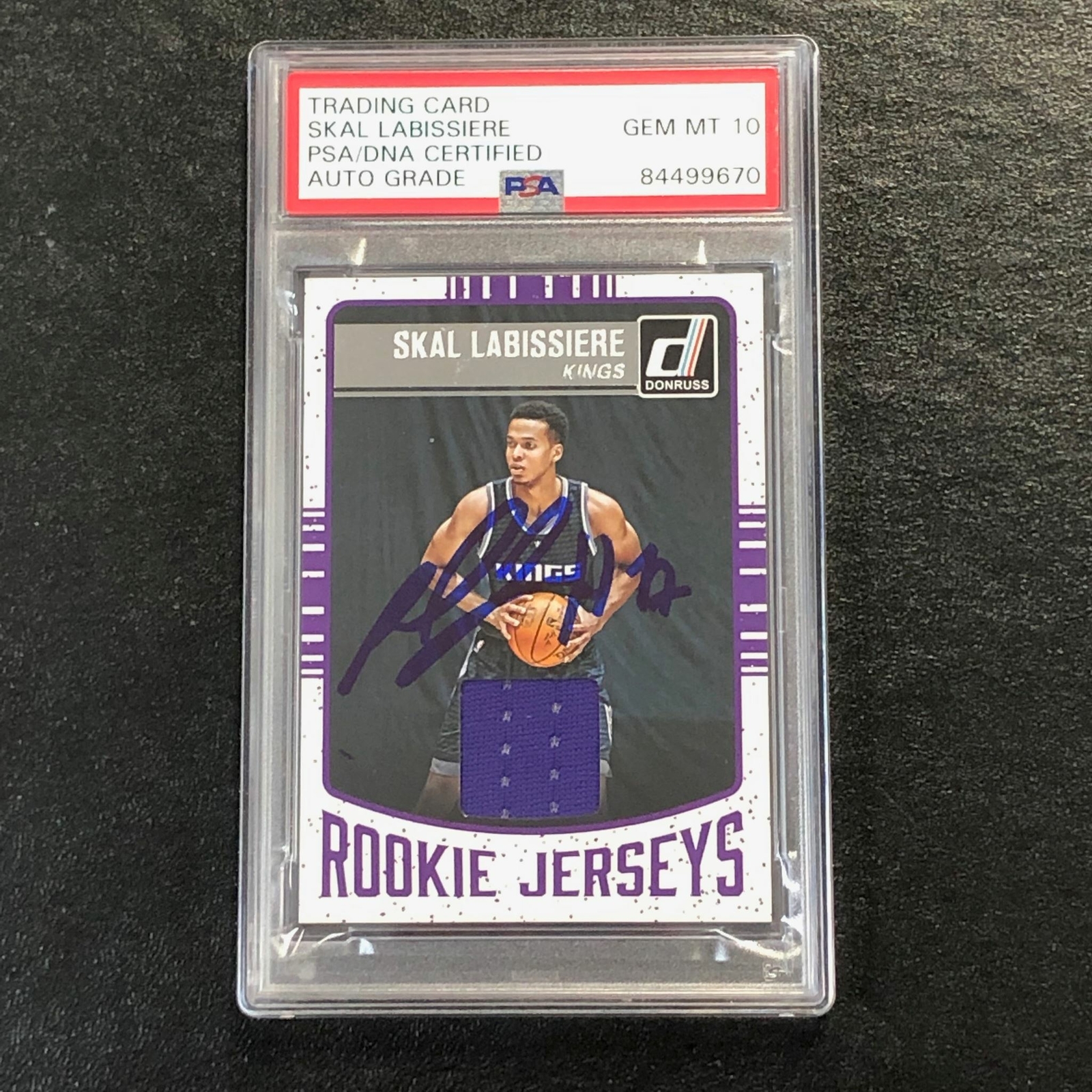 2016-17 Donruss Rookie Jerseys #88 Skal Labissiere Signed Relic Card AUTO 10 PSA