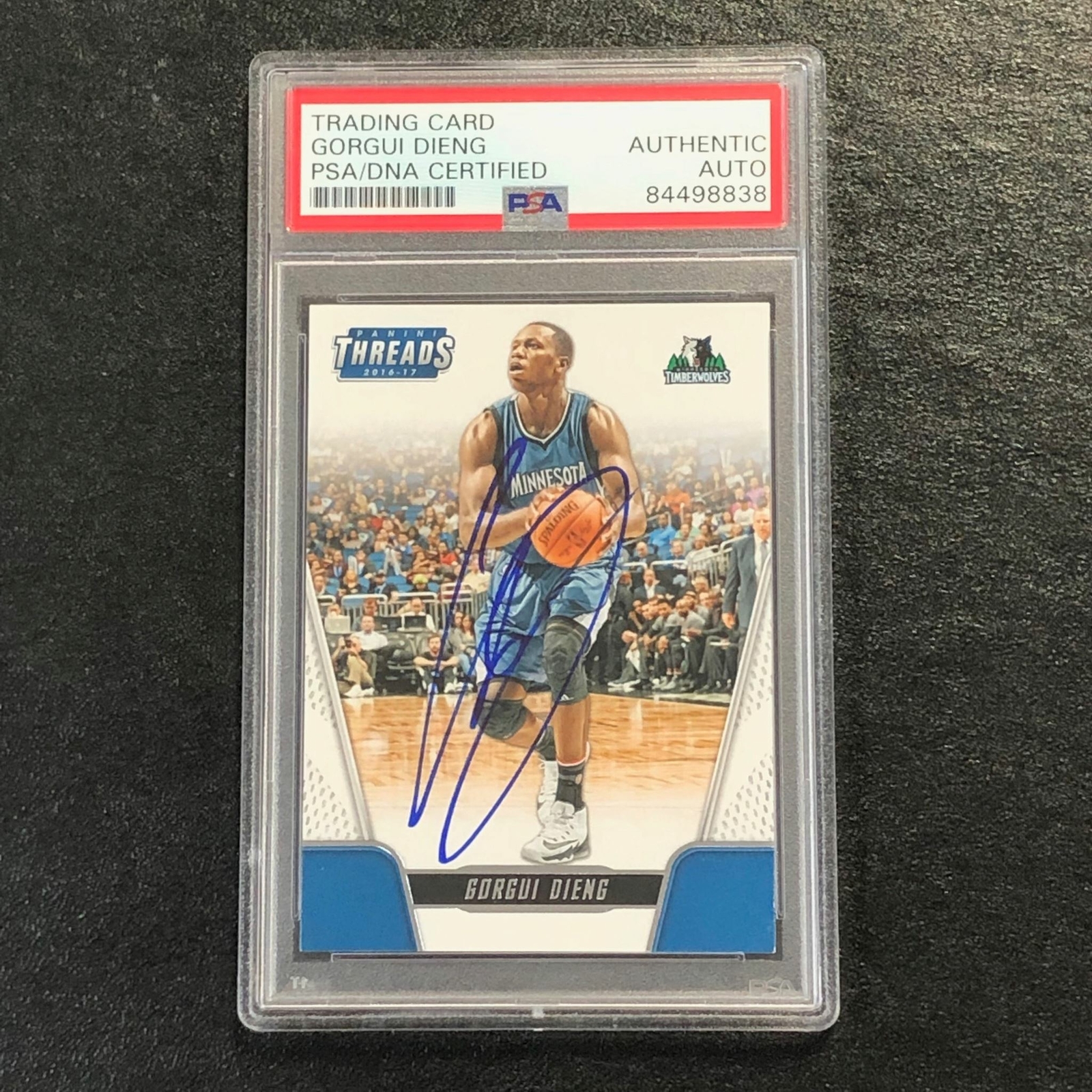 2016-17 Panini Threads #89 Gorgui Dieng Signed Card AUTO PSA Slabbed Minnesota T