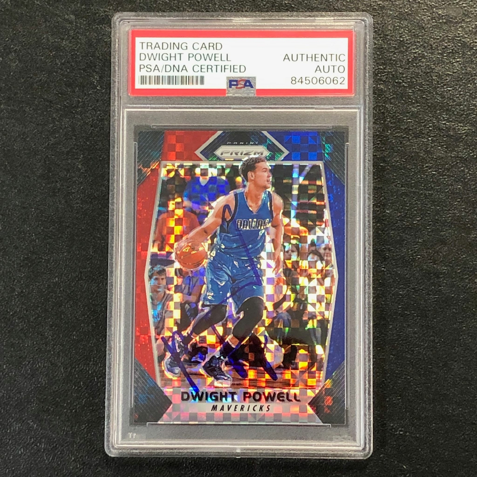 2017-18 PANINI PRIZM RED WHITE BLUE #92 Dwight Powell Card AUTO PSA Slabbed Mave