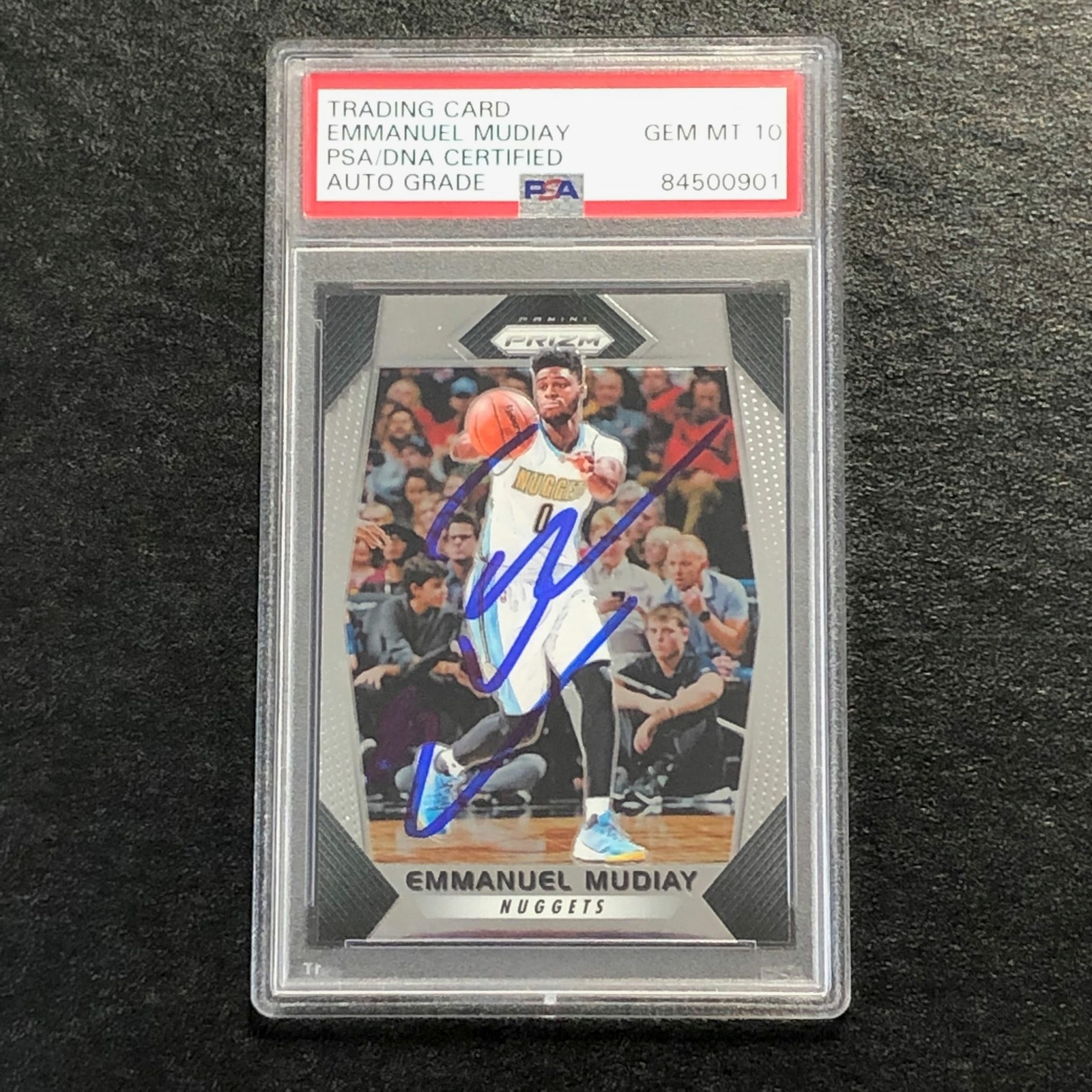2017-18 Panini Prizm #161 Emmanuel Mudiay Signed Card AUTO 10 PSA Slabbed Nugget