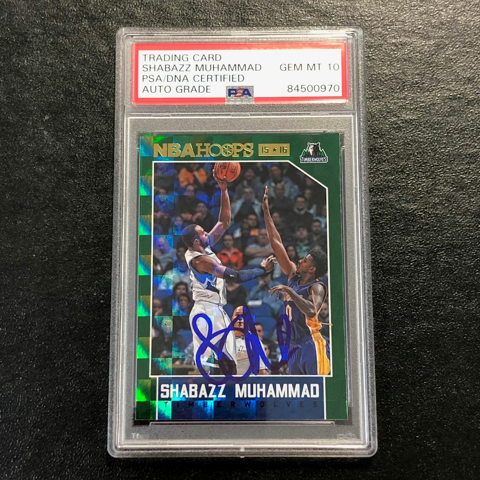 2015-16 NBA Hoops Green #178 Shabazz Muhammad Signed Card AUTO 10 PSA Slabbed Ti