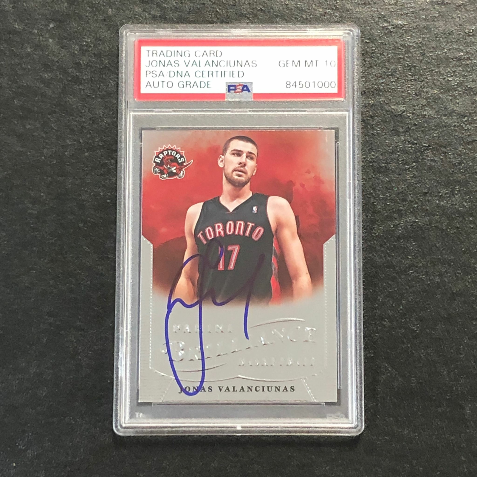 2012-13 Panini Brilliance #290 Jonas Valanciunas Signed Card AUTO 10 PSA Slabbed