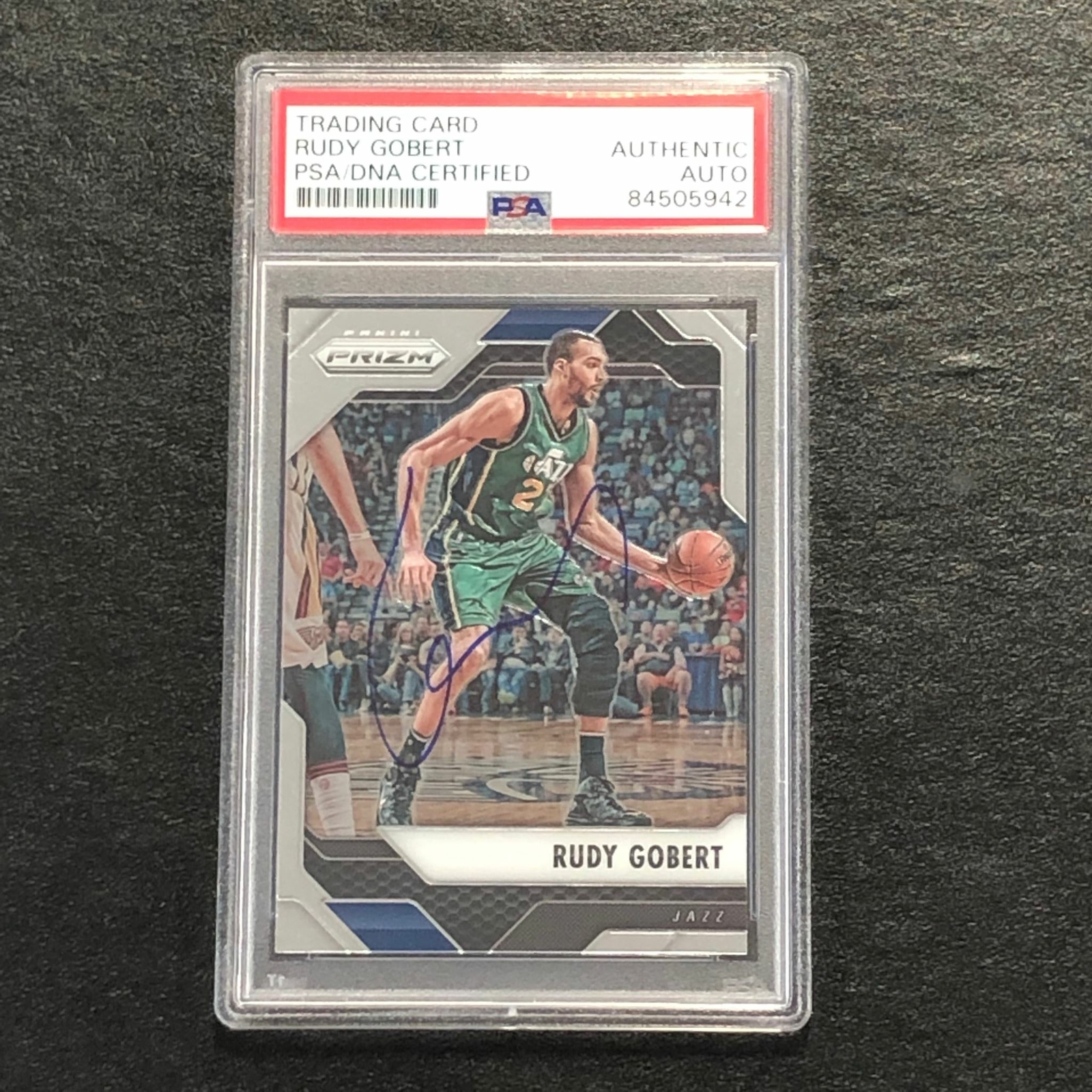 2016-17 PANINI PRIZM #102 Rudy Gobert Signed Card AUTO PSA Slabbed Jazz