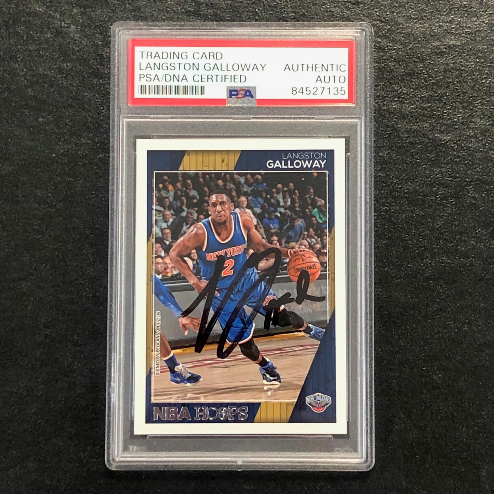 2016-17 NBA Hoops #223 Langston Galloway Signed Card AUTO PSA Slabbed Pelicans
