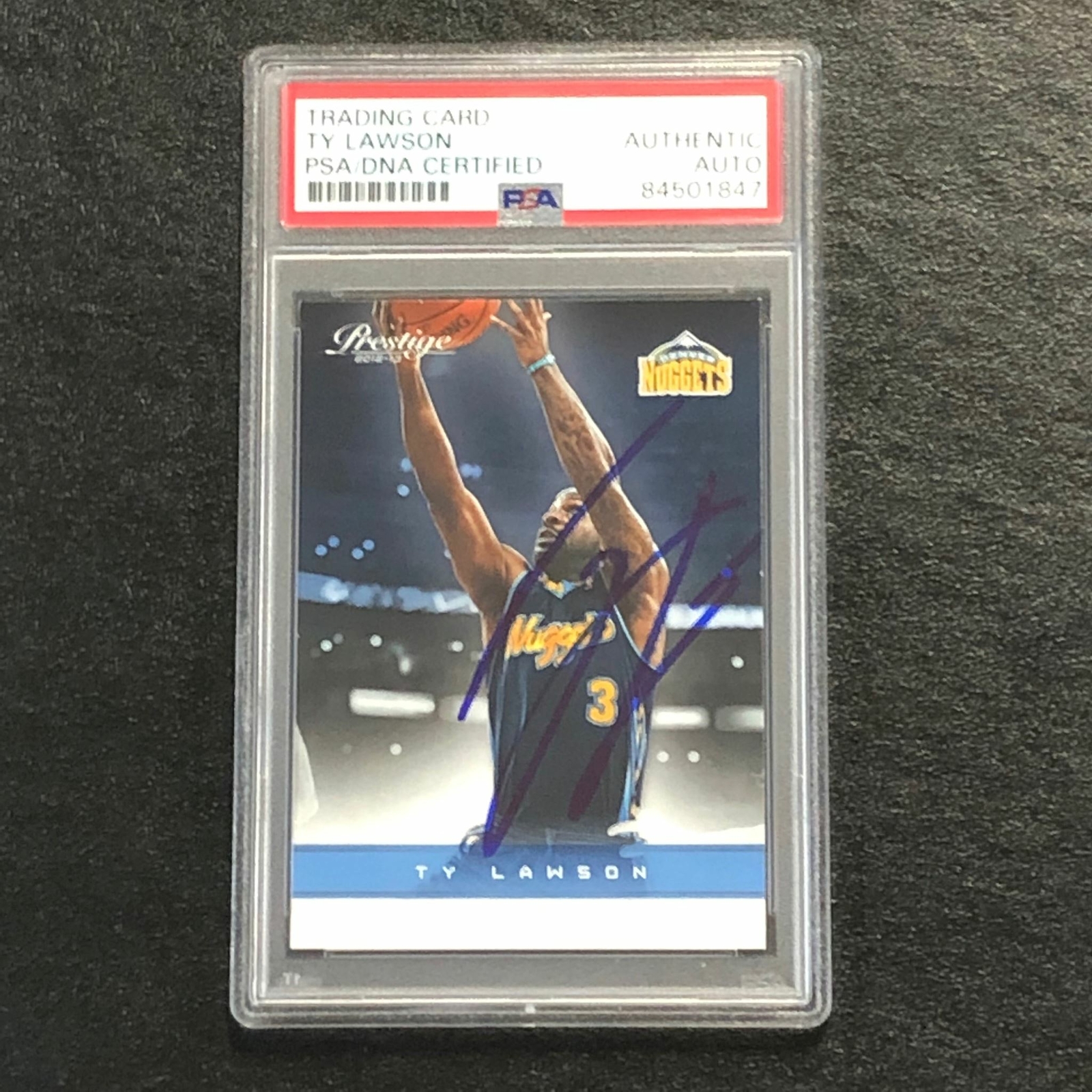 2012-13 Panini Prestige #88 Ty Lawson Signed Card AUTO PSA Slabbed Nuggets