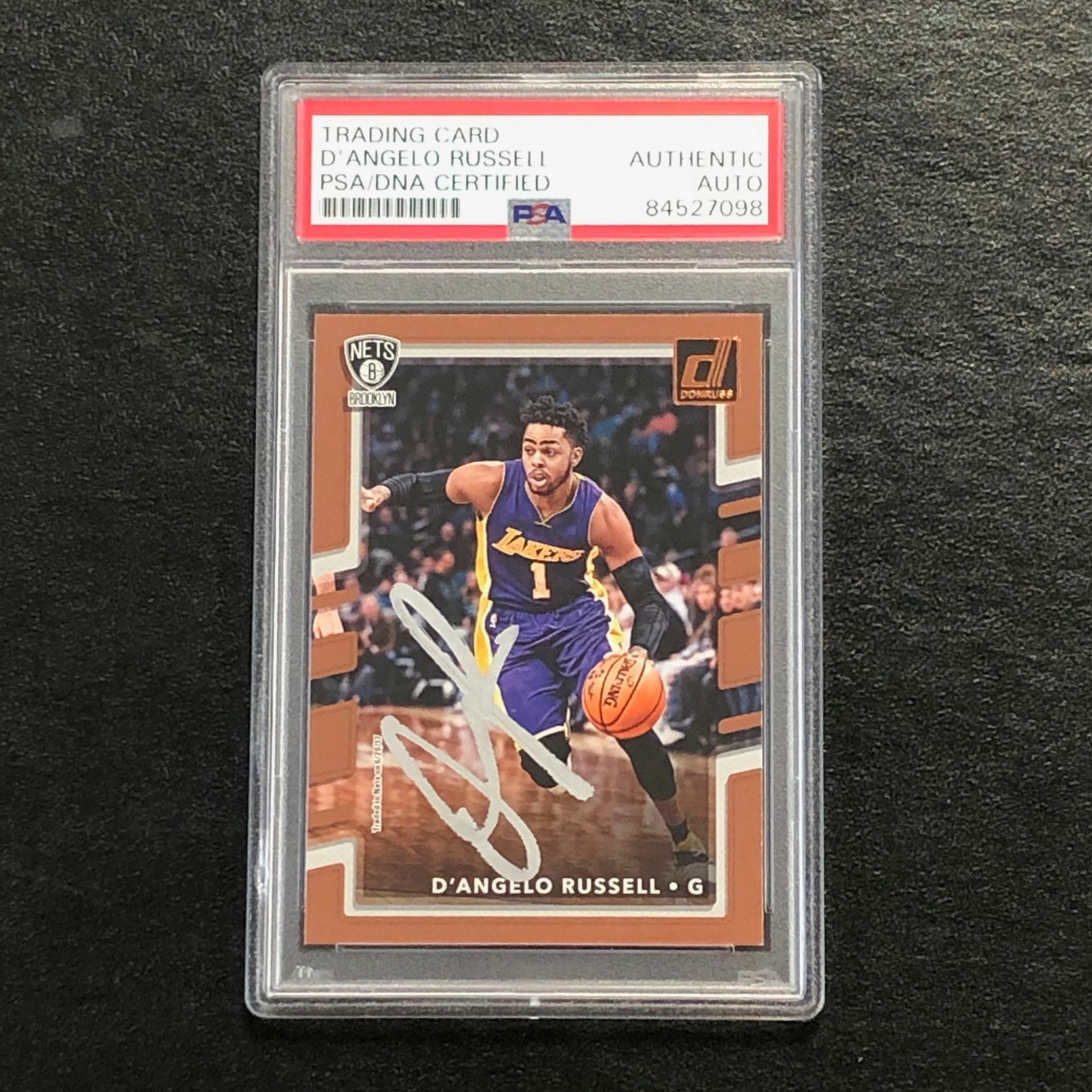 2017 DONRUSS #11 D’ANGELO RUSSELL SIGNED CARD AUTO PSA SLABBED NETS COLLECTIBLE MEMORABILIA