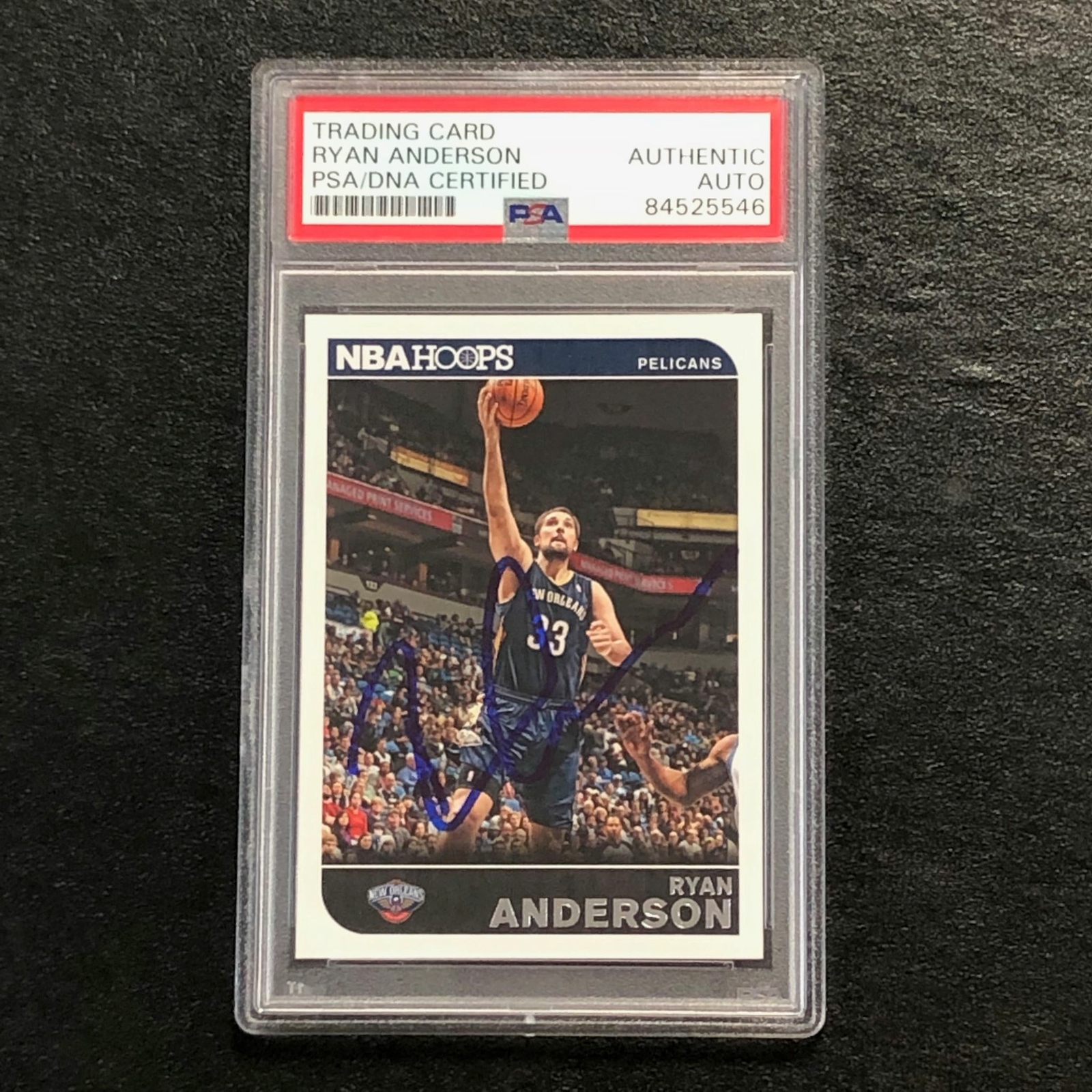2014-15 NBA Hoops #239 Ryan Anderson Signed Card AUTO PSA Slabbed Pelicans