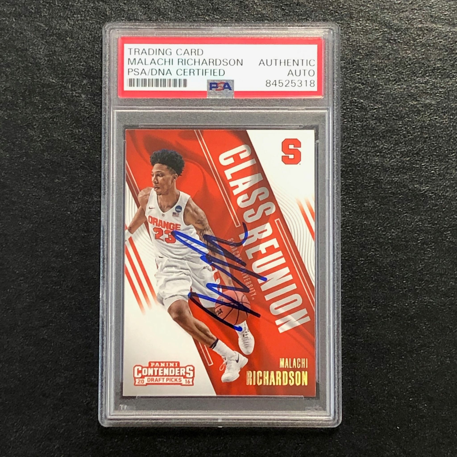 2016-17 Contenders Draft Picks #20 Malachi Richardson Signed Card AUTO PSA Slabb