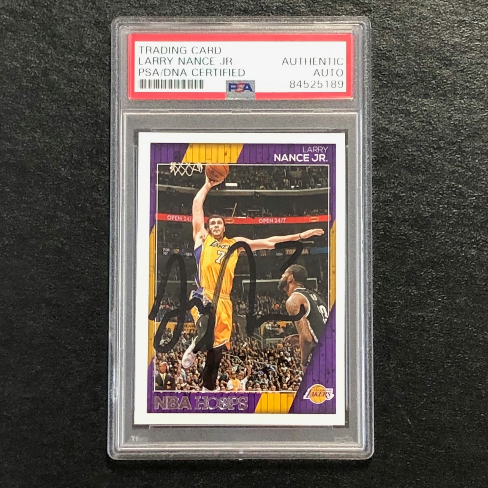 2016-17 NBA Hoops #73 Larry Nance Jr. Signed Card AUTO PSA Slabbed Lakers