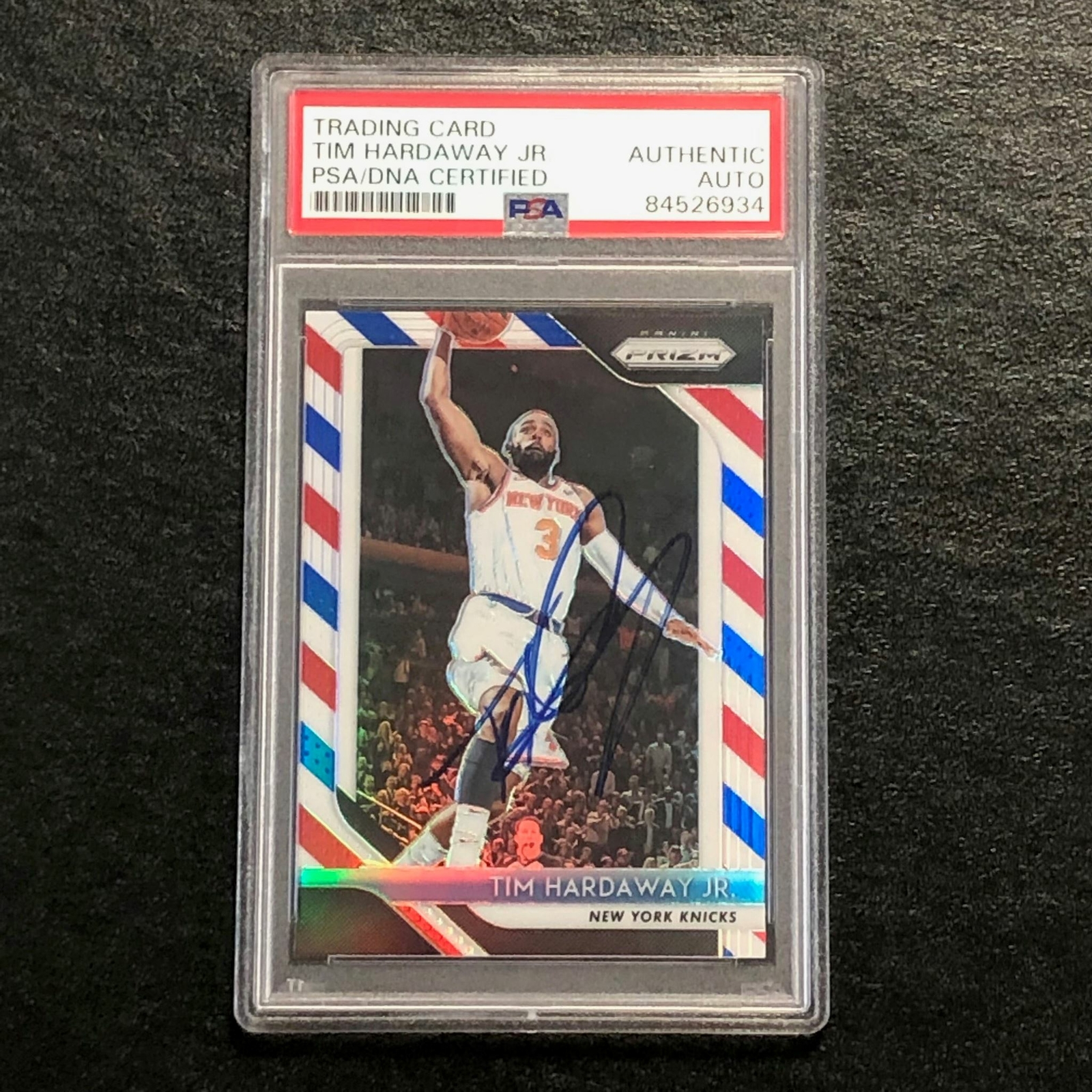 2018 Panini Prizm Red White Blue #237 Tim Hardaway Jr. Signed Card AUTO PSA Slab