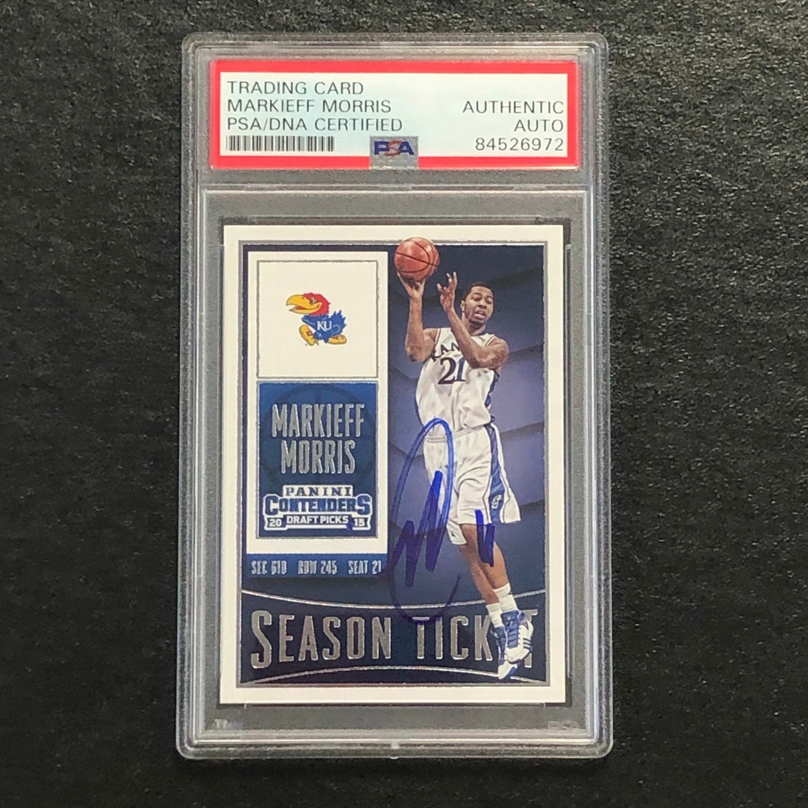 2015-16 Contenders Draft Picks Season Ticket #67 Markieff Morris Signed Card AUT