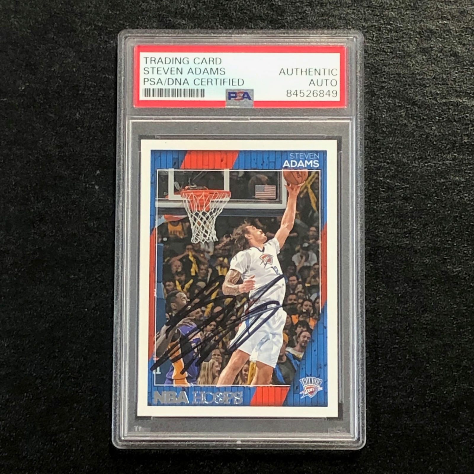 2016-17 NBA Hoops #132 Steven Adams Signed Card Auto PSA/DNA Slabbed Thunder