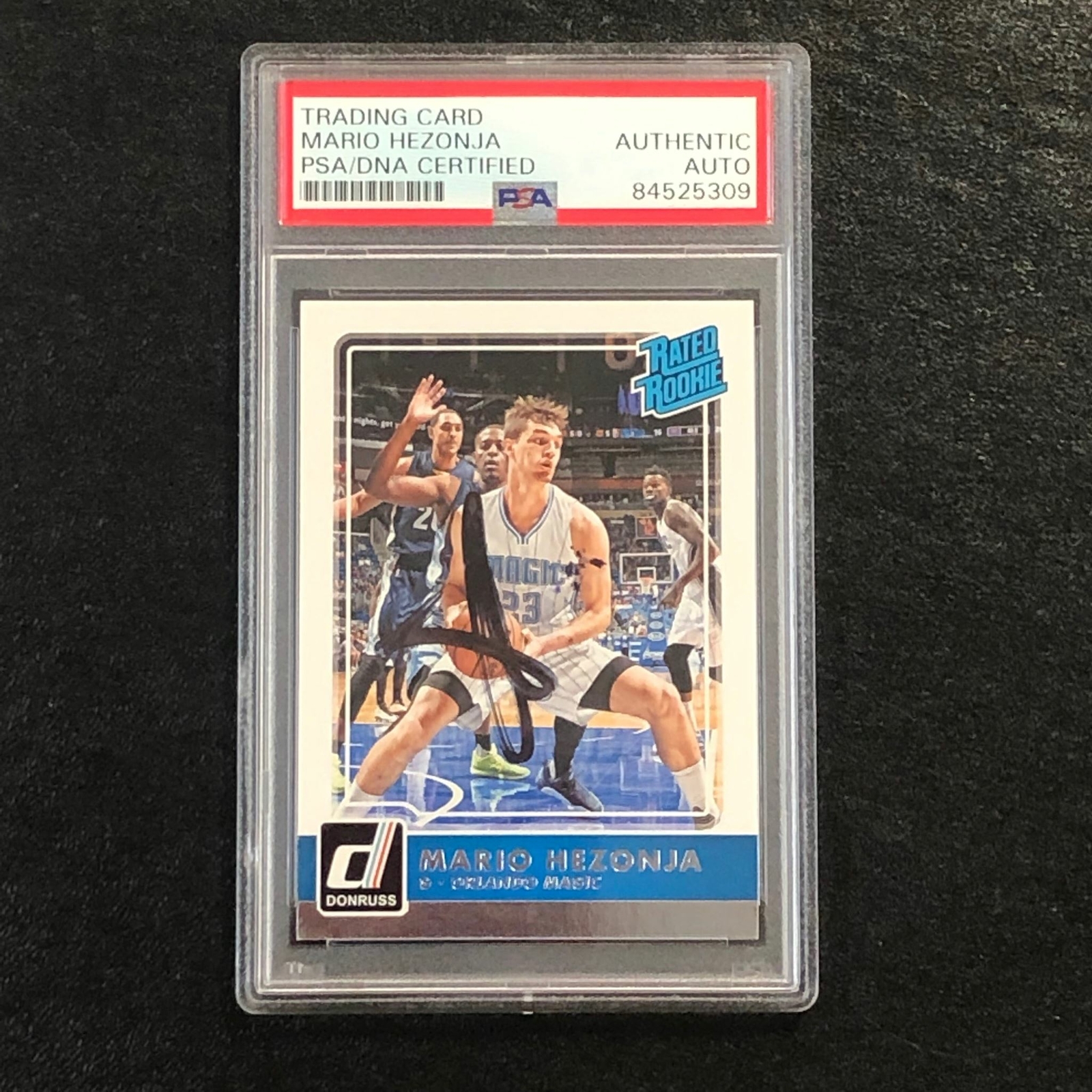 2015-16 Donruss Rated Rookie #249 Mario Hezonja Signed Rookie Card AUTO PSA/DNA