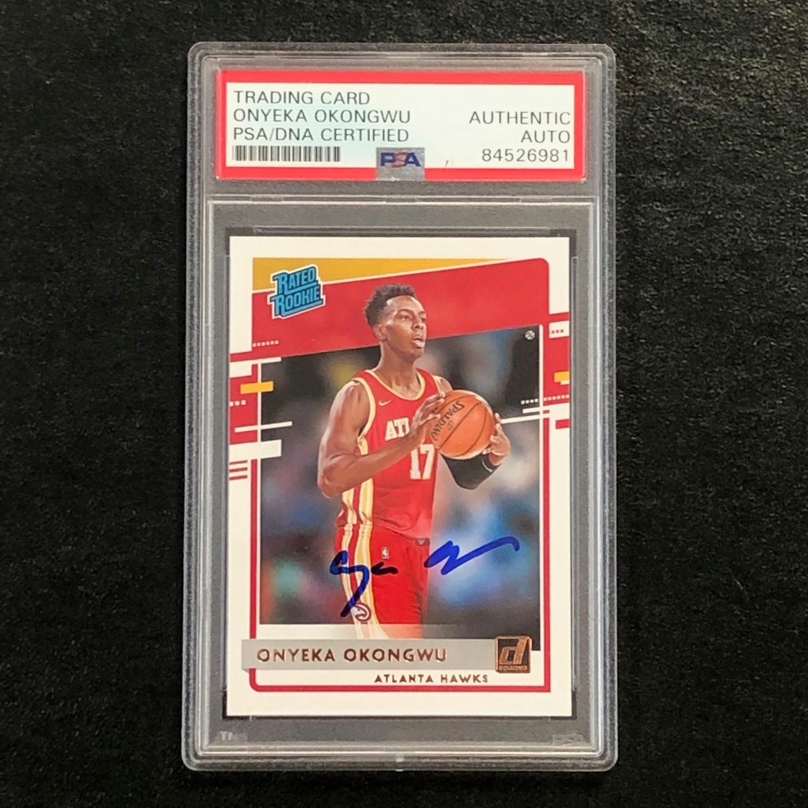 2020-21 Donruss Rated Rookie #228 Onyeka Okongwu signed Auto Card PSA/DNA Slabbe