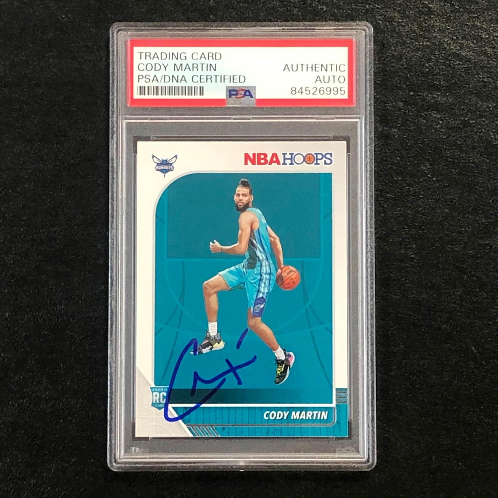 2019-20 NBA Hoops #229 Cody Martin Signed Card AUTO PSA/DNA Slabbed RC Hornets