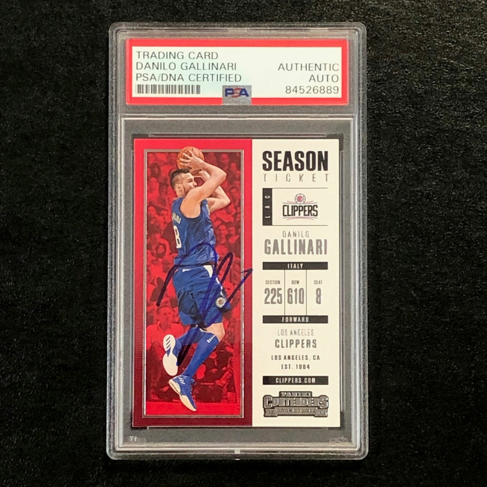 2017-18 Panini Contenders #65 Danilo Gallinari Signed Card AUTO PSA Slabbed Clip