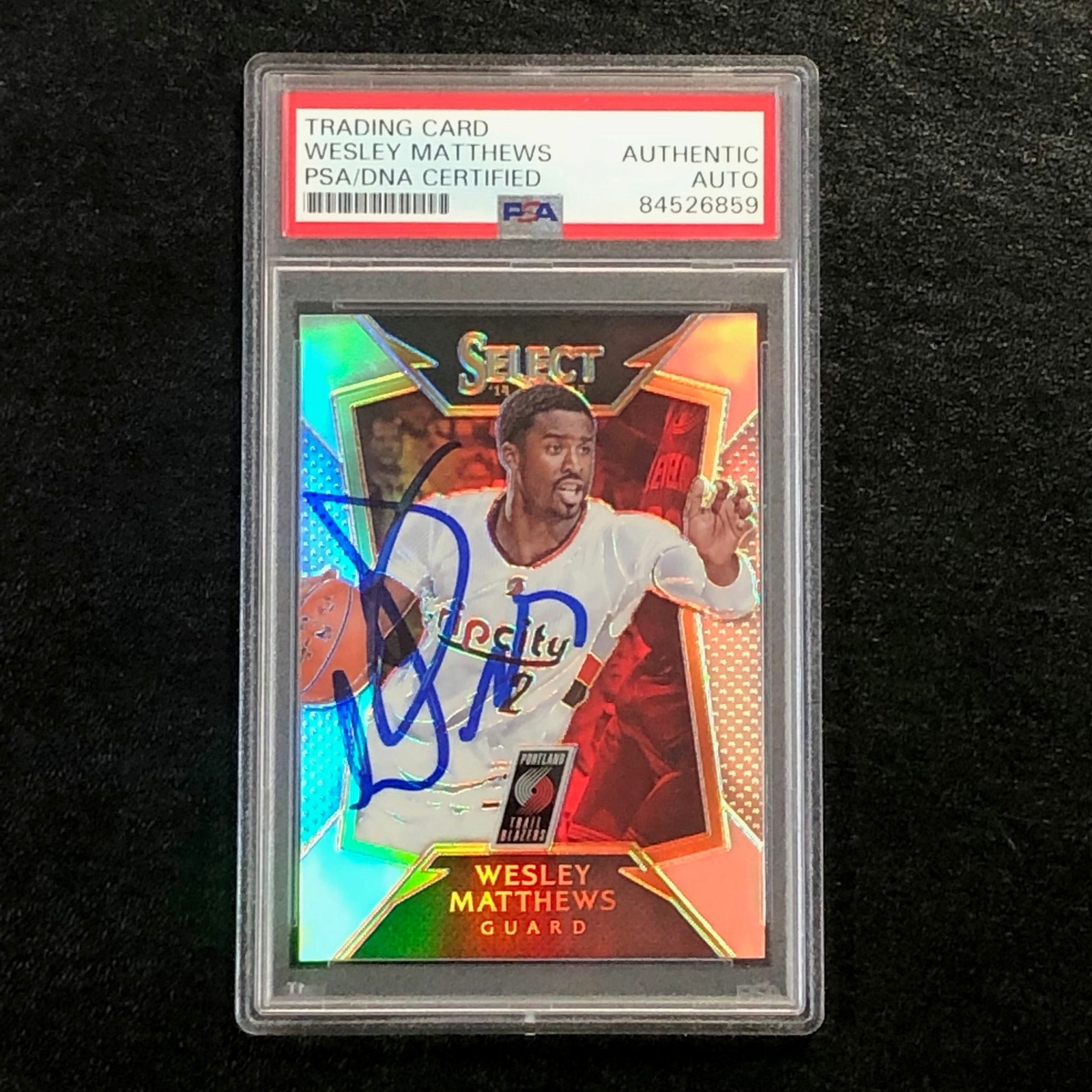 2014-15 Panini Select Silver #80 Wesley Matthews Signed Card AUTO PSA Slabbed Tr