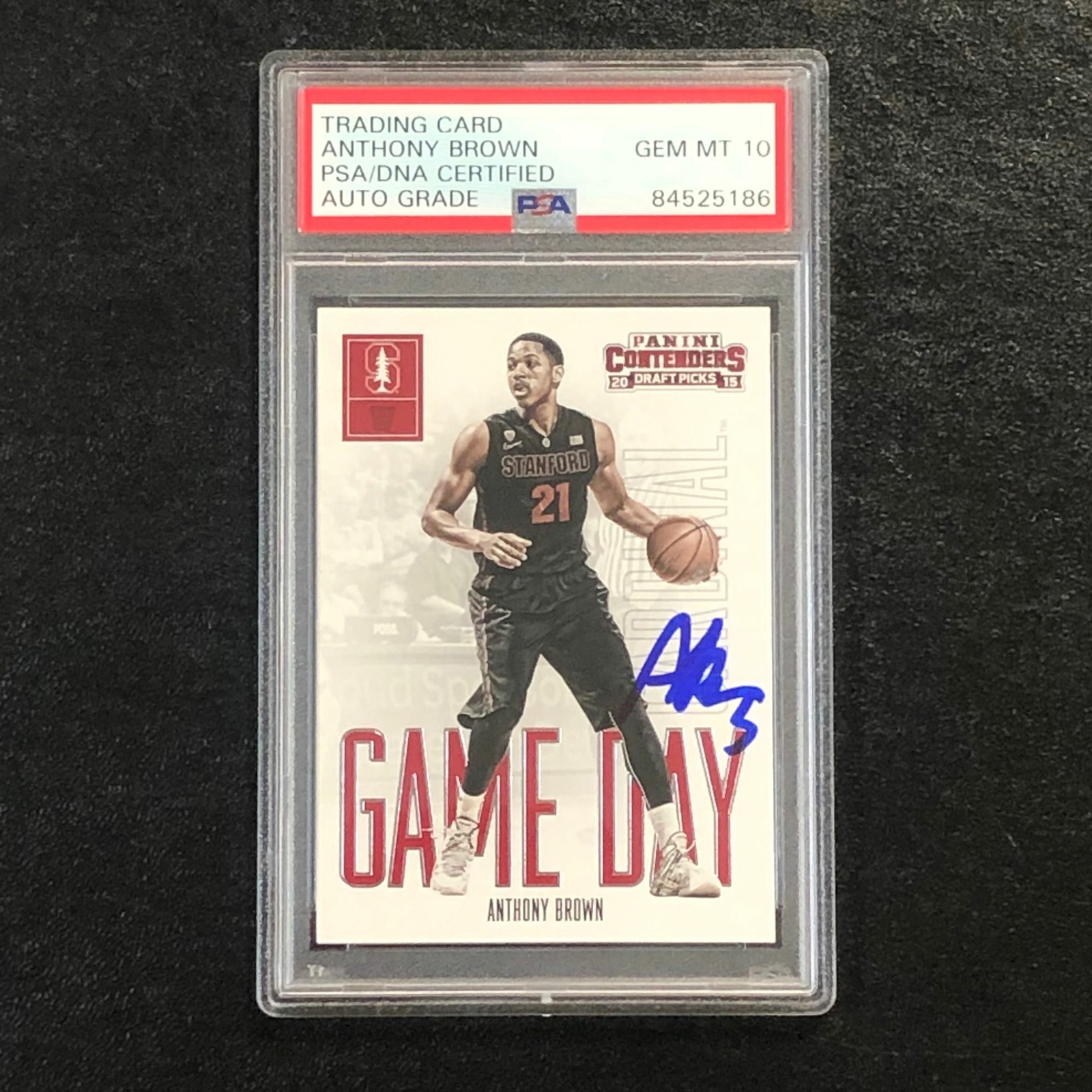 2015-16 Contenders Draft Picks #4 Anthony Brown Signed Card AUTO 10 PSA Slabbed