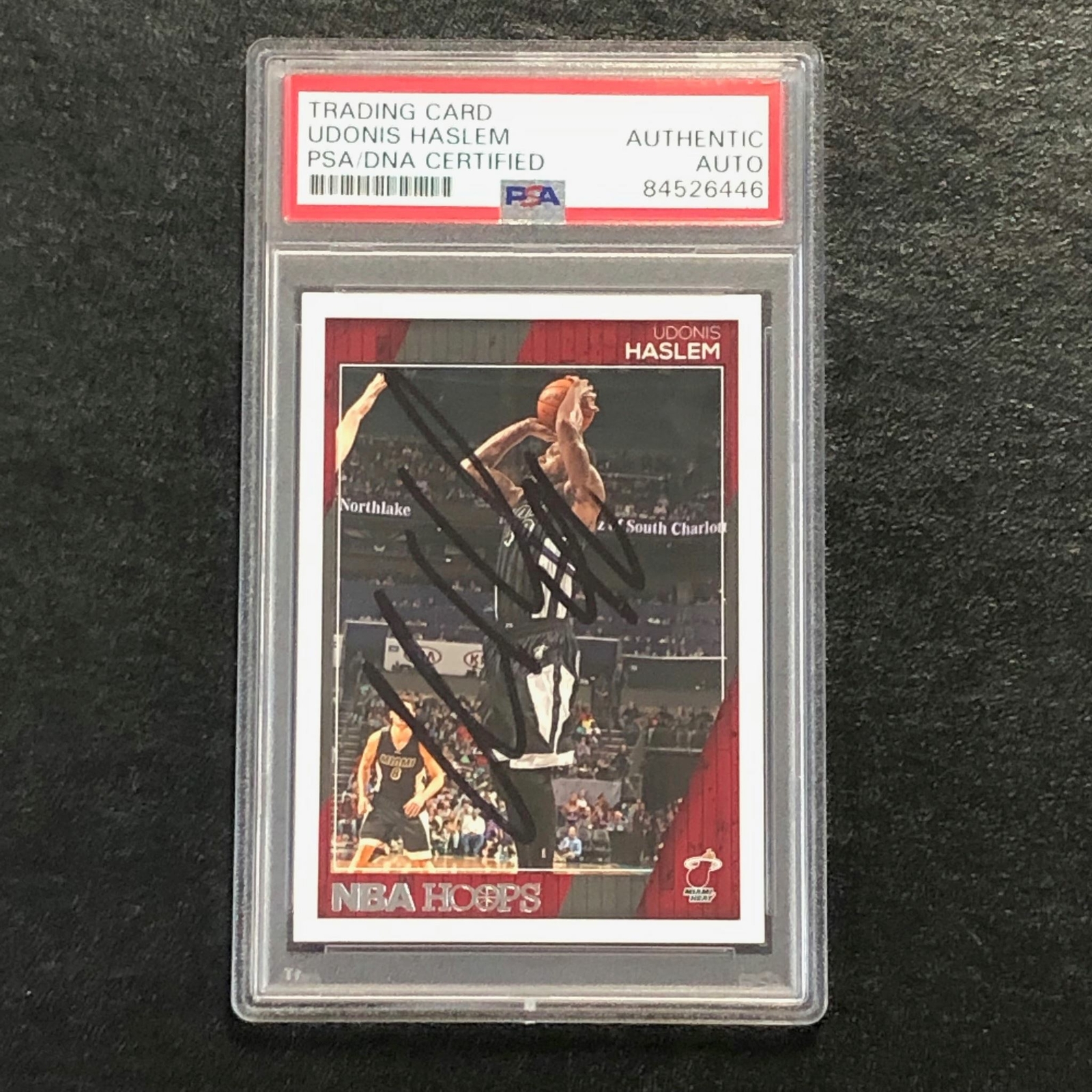 2016-17 NBA Hoops #259 Udonis Haslem Signed Card AUTO PSA Slabbed Heat