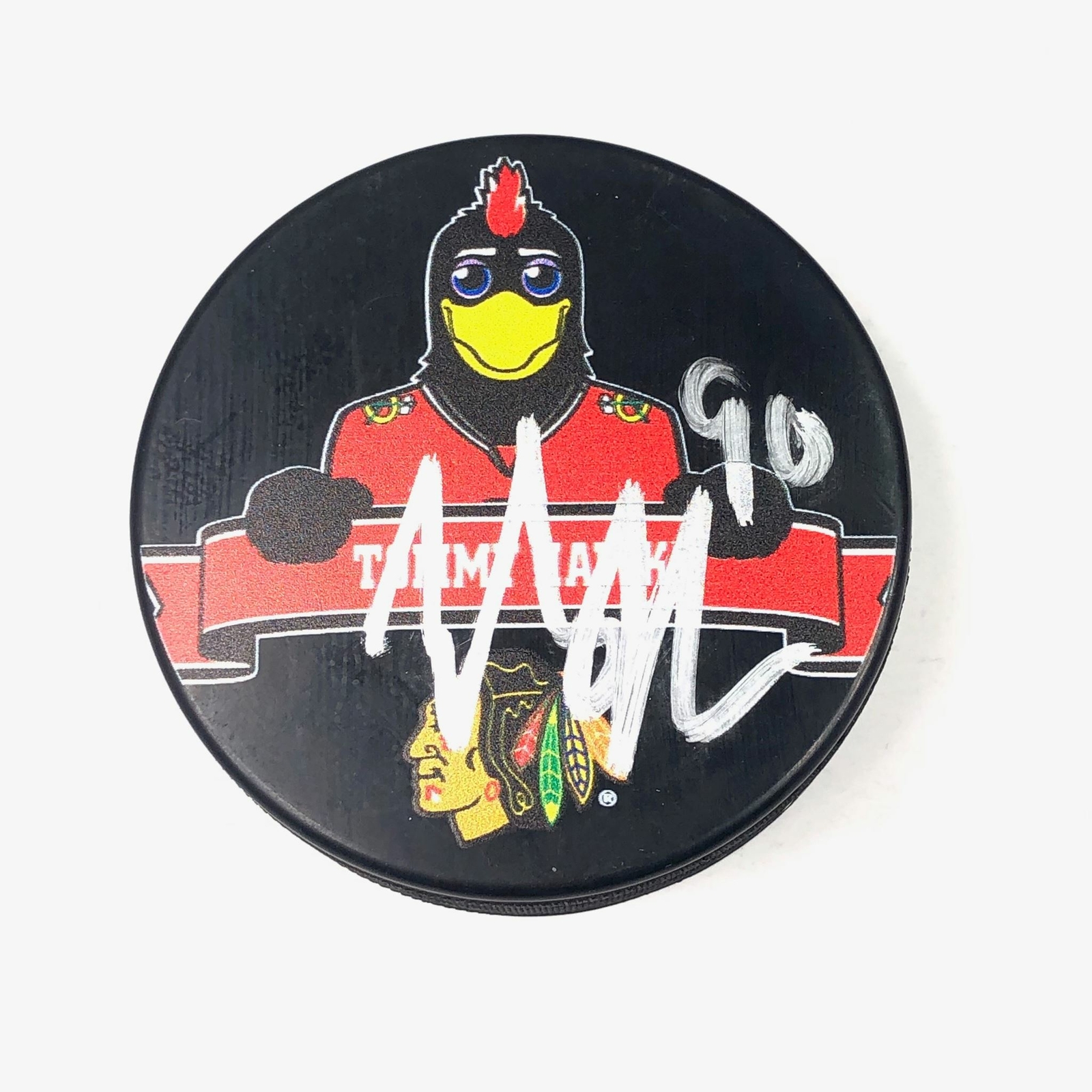 TYLER JOHNSON SIGNED HOCKEY PUCK PSA/DNA CHICAGO BLACKHAWKS AUTOGRAPHED COLLECTIBLE MEMORABILIA