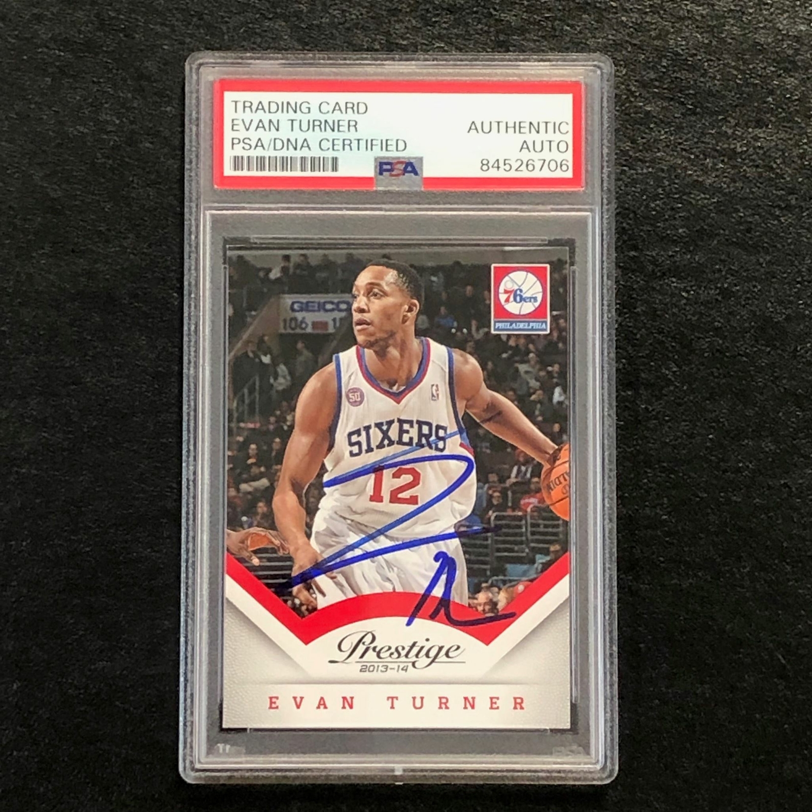 2013-14 Panini Prestige #11 Evan Turner Signed Card AUTO PSA Slabbed 76ers