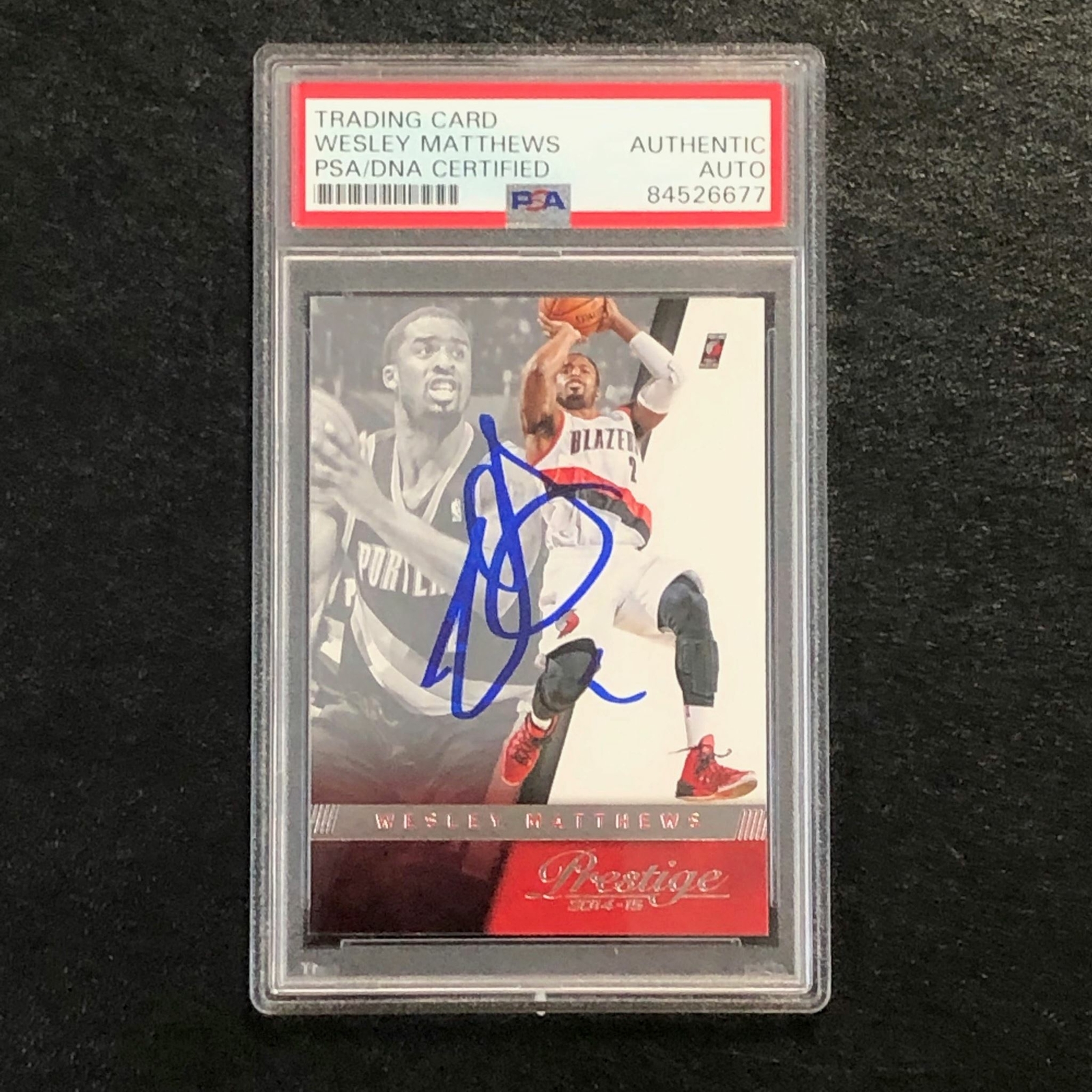 2014-15 Panini Prestige #143 Wesley Matthews Signed Card AUTO PSA Slabbed Trail