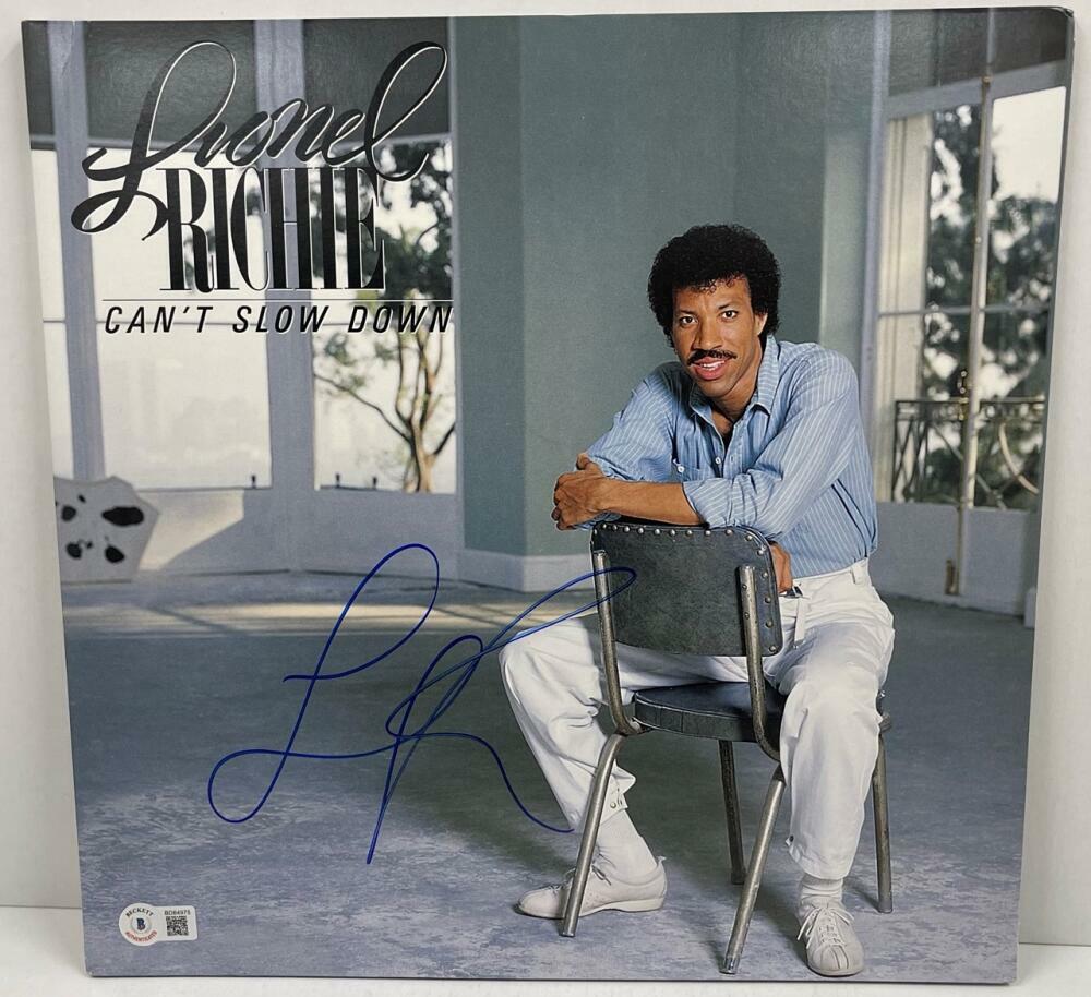 LIONEL RICHIE SIGNED CAN'T SLOW DOWN ALBUM VINYL AUTOGRAPH PROOF BECKETT COA