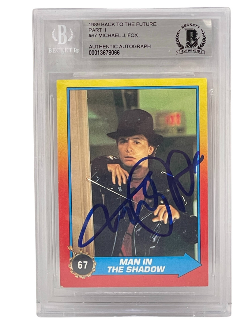 MICHAEL J FOX SIGNED BACK TO THE FUTURE 2 TRADING CARD #67 SLABBED BECKETT COA