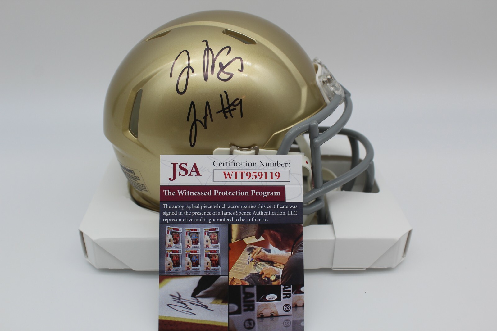 Justin and Jayson Ademilola Dual Signed Notre Dame Mini Helmet w/JSA COA