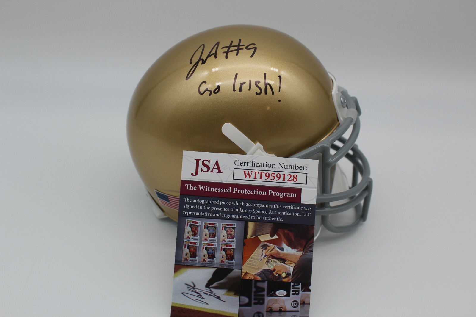 Justin Ademilola Signed Notre Dame Irish Mini Football Helmet w/JSA COA