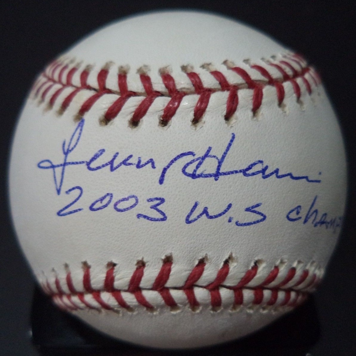 LENNY HARRIS 2003 W.S. CHAMPS SIGNED AUTOGRAPHED W.S BASEBALL W/COA