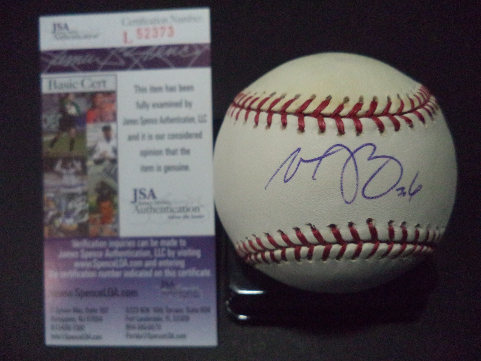 MATT GARZA MILWAUKEE BREWERS SIGNED AUTOGRAPHED ROMLB BASEBALL JSA COA #L52373