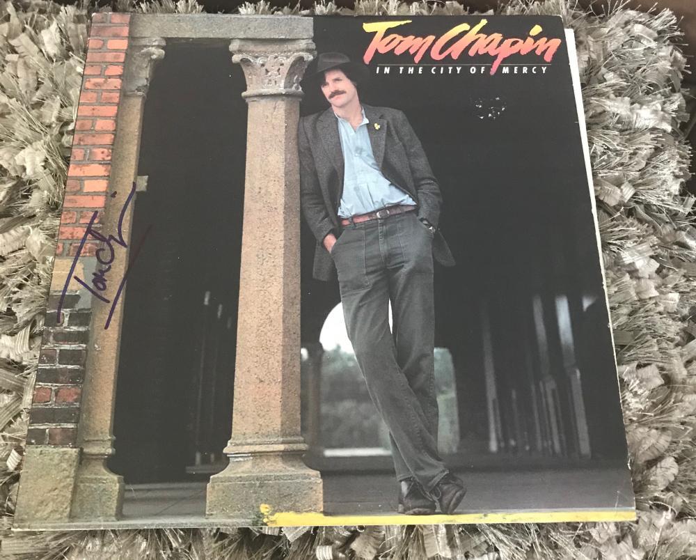 TOM CHAPIN IN THE CITY OF MERCY SIGNED VINYL LP RECORD W/ COA