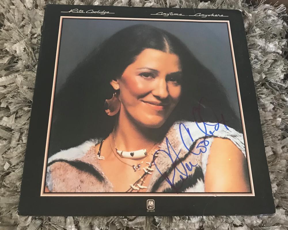RITA COOLIDGE ANYTIME...ANYWHERE SIGNED VINYL LP RECORD W/ COA