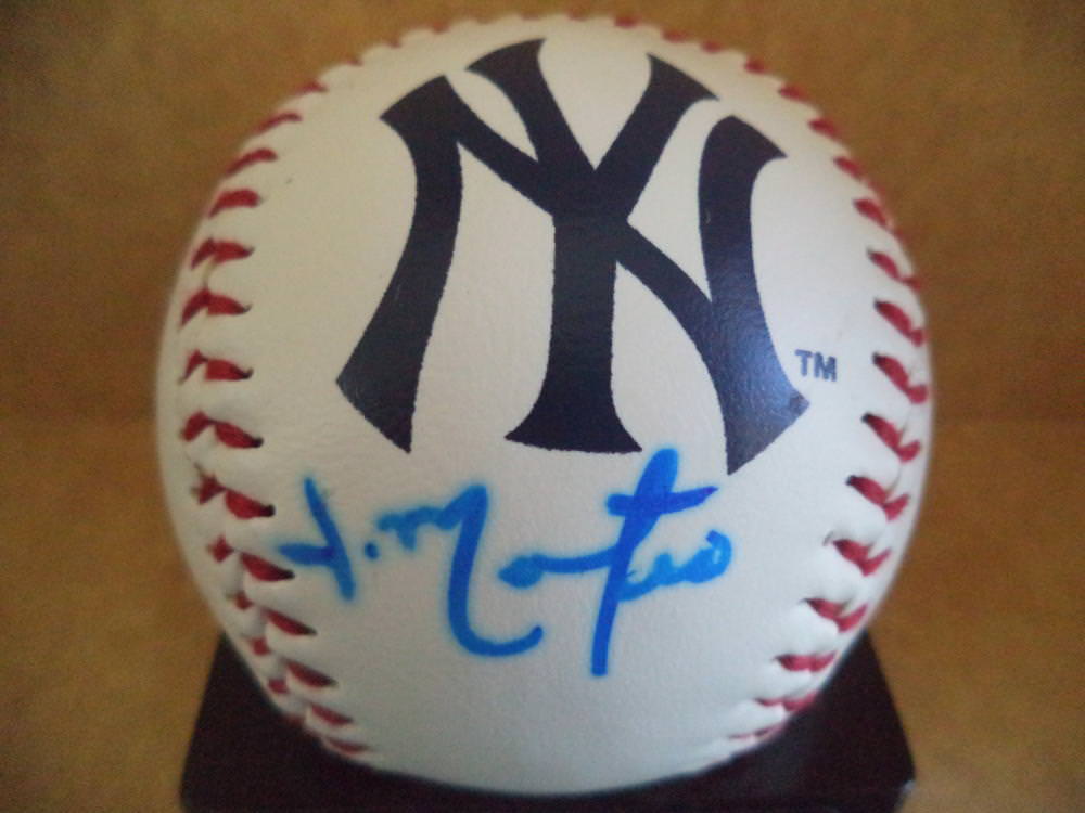 JORGE MATEO NEW YORK YANKEES SIGNED AUTOGRAPHED LOGO BASEBALL W/COA A