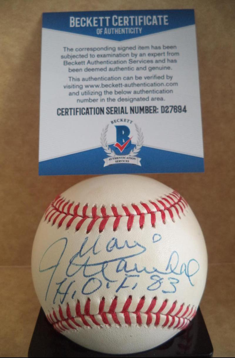 JUAN MARICHAL HOF 83 SIGNED AUTOGRAPHED N.L. BASEBALL BECKETT D27694
