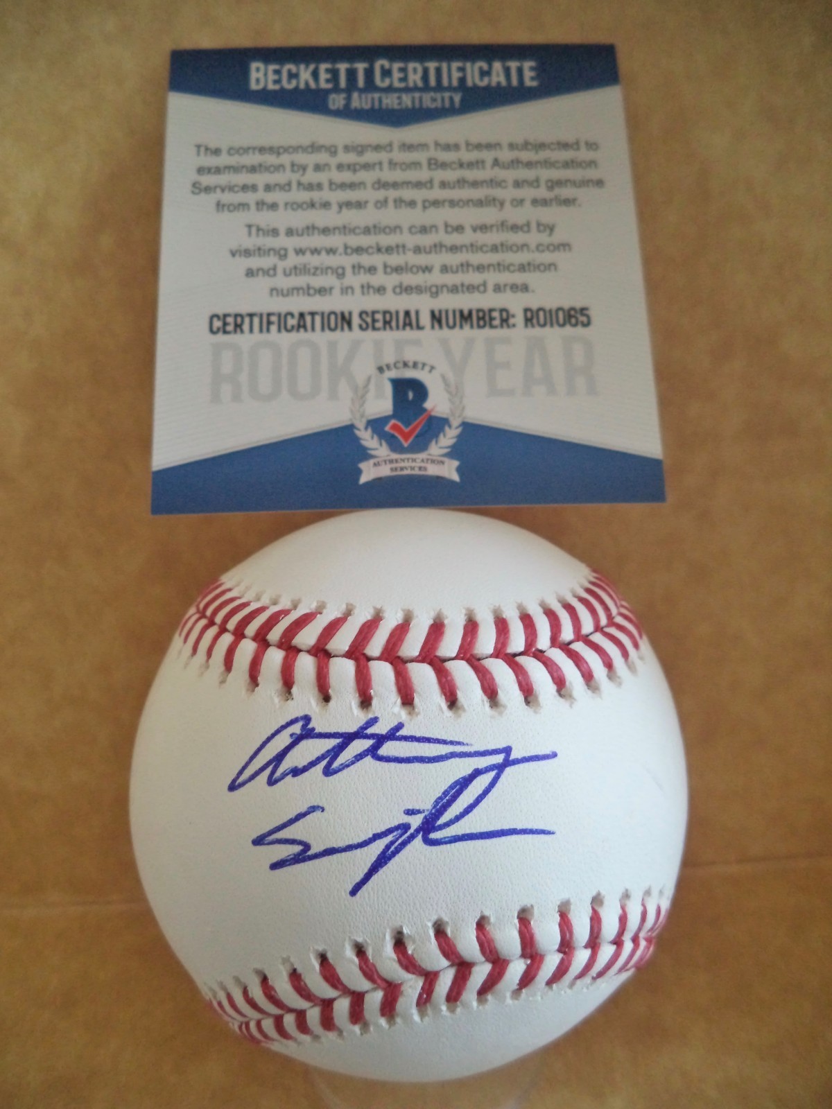 ANTHONY SEIGLER YANKEES 1ST RD PICK ROOKIE YEAR SIGNED ML BALL BECKETT R01065