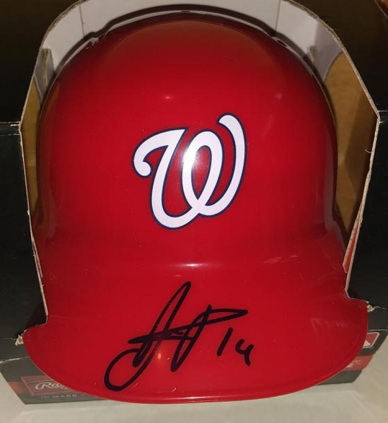 LUIS REYES WASH NATIONALS SIGNED ROOKIE YEAR RAWLINGS MINI HELMET BECKETT R14022