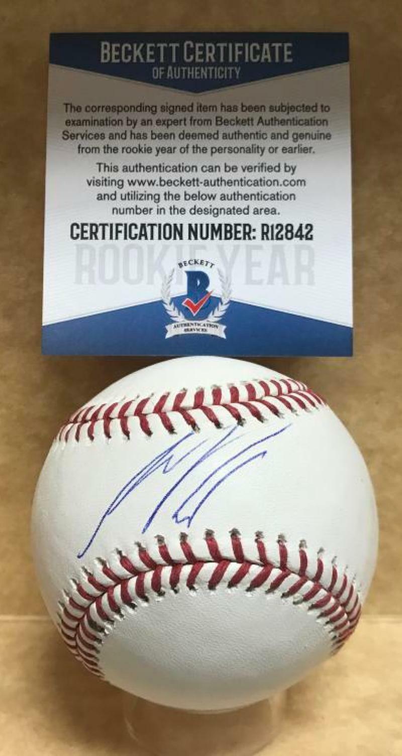 SETH BEER HOUSTON ASTROS SIGNED AUTOGRAPHED M.L. BASEBALL BECKETT R12842