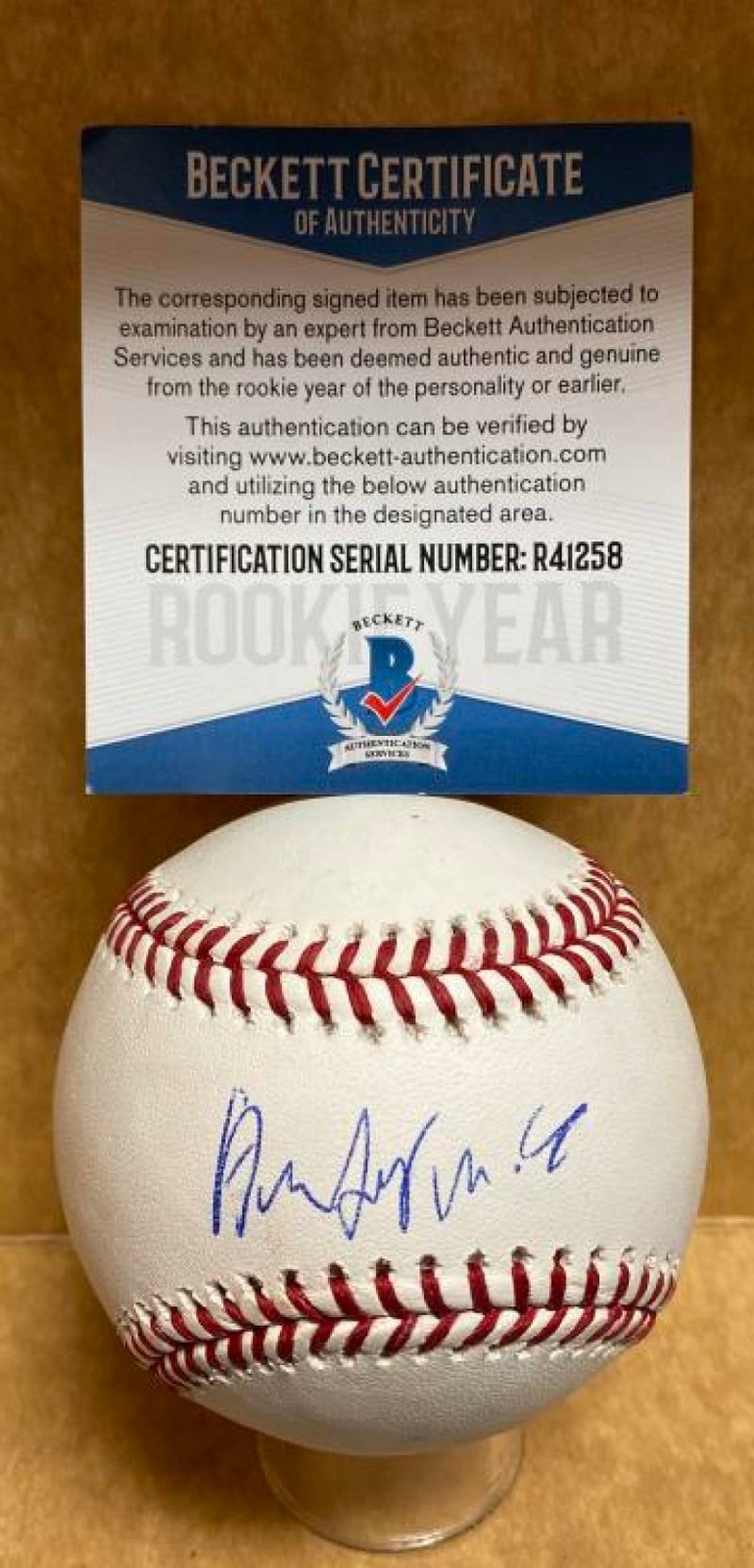 ANDY SUGILIO CINCINNATI REDS SIGNED AUTOGRAPHED M.L. BASEBALL BECKETT R41258