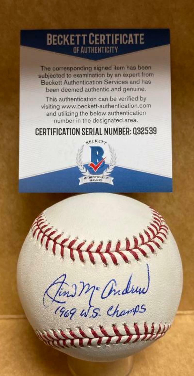 JIM MCANDREW 1969 WORLD CHAMPS METS SIGNED AUTO M.L. BASEBALL BECKETT Q32539